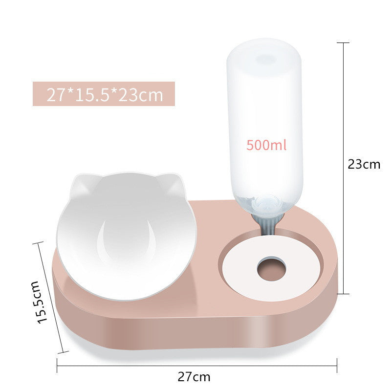 Dog & Cat Food Bowl & Automatic Water Dispenser