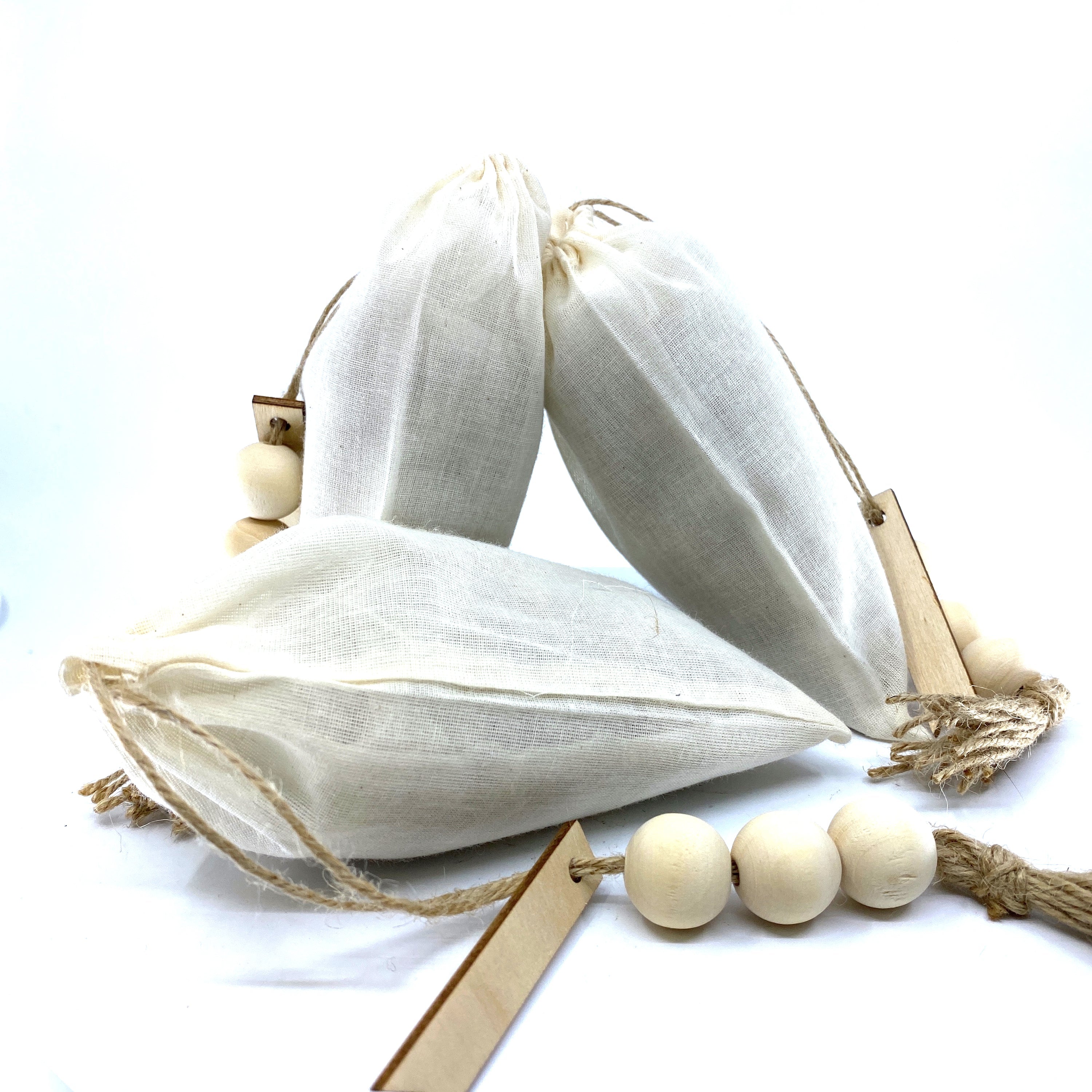 100% Naturally Dried Lavender Flowers, Jute & Wooden Beaded Drawstring