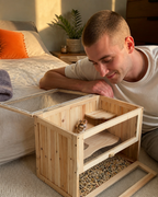 PawHut Wooden Hamster Cage 2 Levels Small Animals